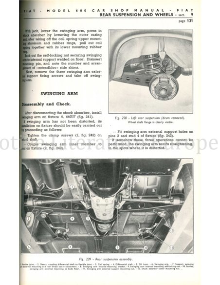 1955 FIAT 600 SEDAN WERKSTATTHANDBUCH ENGLISCH