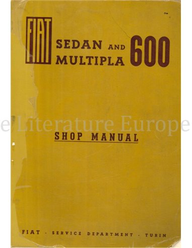 1958 FIAT 600 SEDAN | MULTIPLA WERKSTATTHANDBUCH ENGLISCH