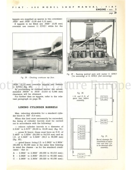 1958 FIAT 600 SEDAN | MULTIPLA REPAIR MANUAL ENGLISH