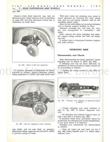 1958 FIAT 600 SEDAN | MULTIPLA WERKSTATTHANDBUCH ENGLISCH