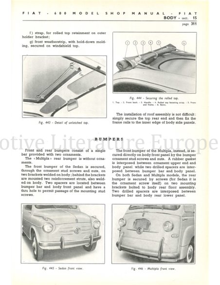 1958 FIAT 600 SEDAN | MULTIPLA WERKPLAATSHANDBOEK ENGELS