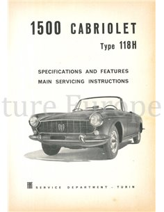 1963 FIAT 1500 CABRIOLET WERKPLAATSHANDBOEK ENGELS 2
