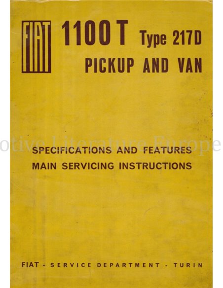 1963 FIAT 1100T (TYPE 217D) PICKUP | VAN WERKPLAATSHANDBOEK ENGELS