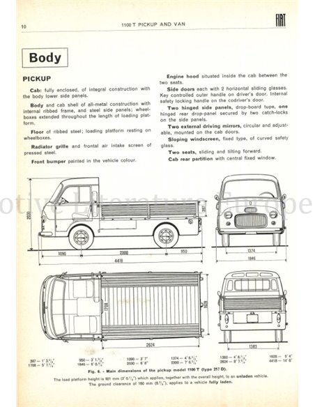 1963 FIAT 1100T (TYPE 217D) PICKUP | VAN WERKPLAATSHANDBOEK ENGELS