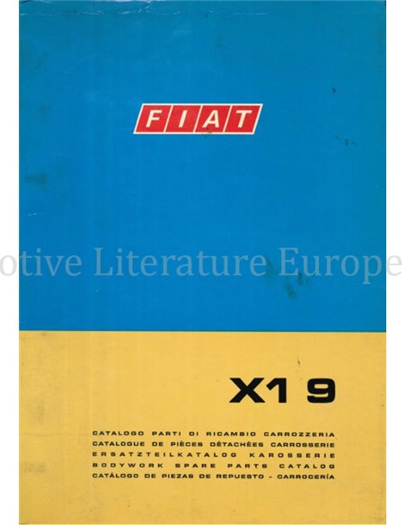 1972 FIAT X1/9 SPARE PARTS BODYWORK CATALOG