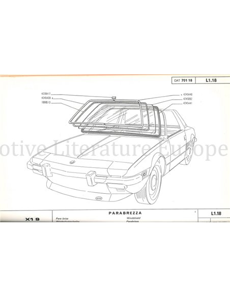 1972 FIAT X1/9 ERSATZTEILKATALOG KAROSSERIE