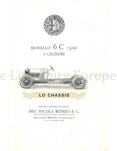 1925 ALFA ROMEO 6C 1500 BROCHURE ITALIAN