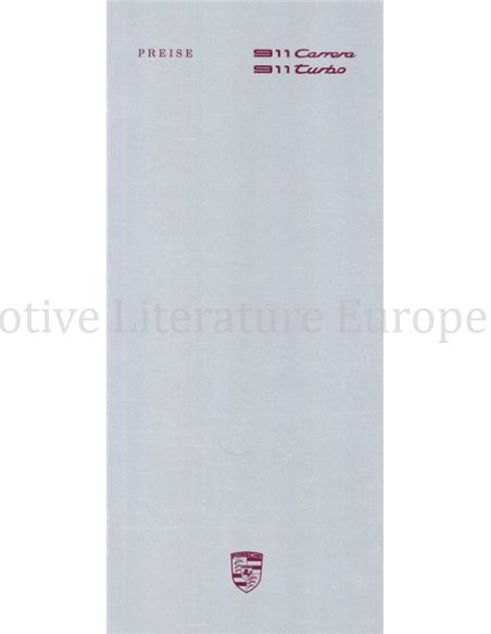 1988 PORSCHE 911 CARRERA | TURBO PRICELIST GERMAN
