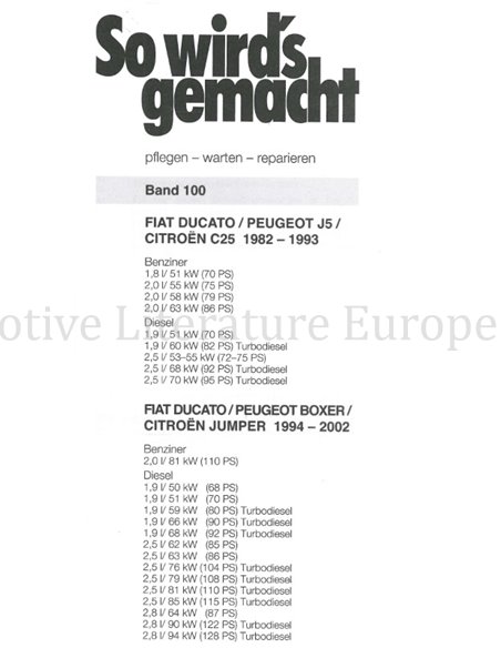 1982 - 2002 FIAT DUCATO | PEUGEOT BOXER | CITROËN JUMPER VRAAGBAAK DUITS (SO WIRD'S GEMACHT)