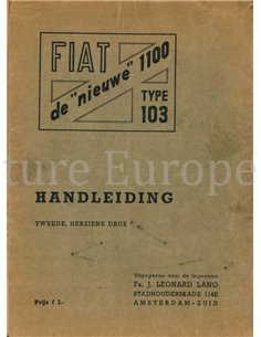 1954 FIAT 1100 TYPE 103 OWNERS MANUAL DUTCH