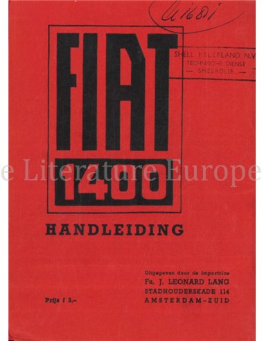 1951 FIAT 1400 INSTRUCTIEBOEKJE NEDERLANDS