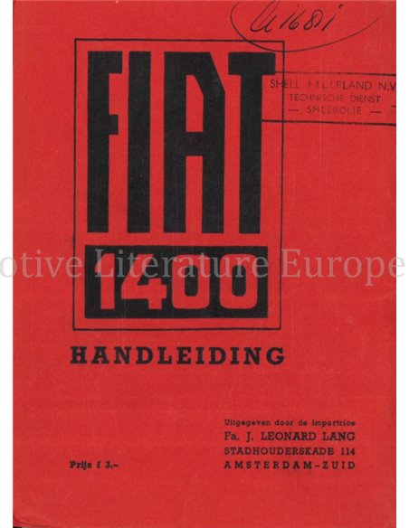 1951 FIAT 1400 OWNERS MANUAL DUTCH