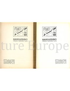 1954 FIAT 1100 TYPE 103 OWNERS MANUAL DUTCH 2