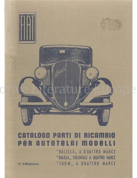 1942 FIAT BALILLA 508M ONDERDELEN CATALOGUS ITALIAANS