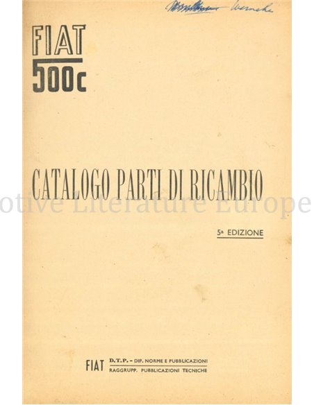 1954 FIAT 500C ONDERDELEN CATALOGUS ITALIAANS