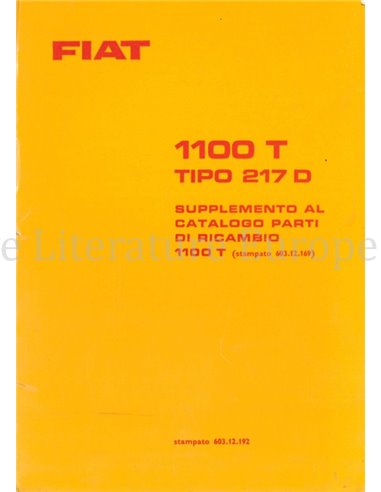 1966 FIAT1100 T, TIPO 217 D PARTS CATALOG ITALIAN