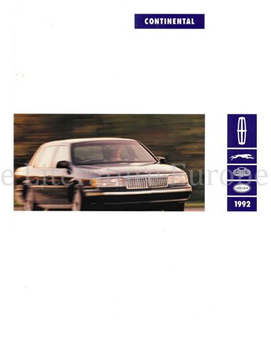 1992 LINCOLN CONTINENTAL BROCHURE ENGLISH (US)
