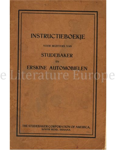 1929 STUDEBAKER | ERSKINE DIRECTOR BETRIEBSANLEITUNG NIEDERLÄNDISCH