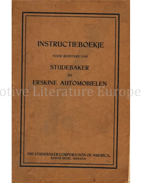 1929 STUDEBAKER | ERSKINE DIRECTOR BETRIEBSANLEITUNG NIEDERLÄNDISCH