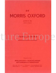 1956 MORRIS OXFORD BETRIEBSANLEITUNG NIEDERLÄNDISCH