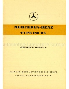 1959 MERCEDES BENZ TYP 180 Db BETRIEBSANLEITUNG ENGLISCH