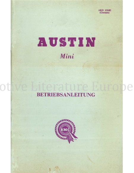 1964 AUSTIN MINI BETRIEBSANLEITUNG ENGLISCH