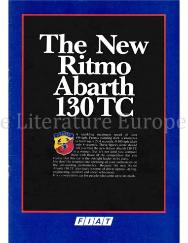 1983 FIAT RITMO ABARTH 130 TC BROCHURE ENGLISH