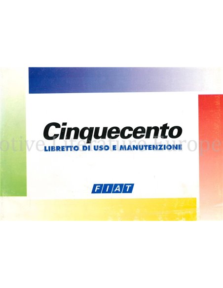 1997 FIAT CINQUECENTO BETRIEBSANLEITUNG ITALIËNISCH