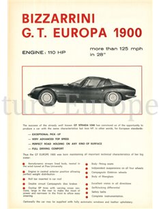 1965 BIZZARRINI GT EUROPA 1900 DATENBLATT ENGLISCH