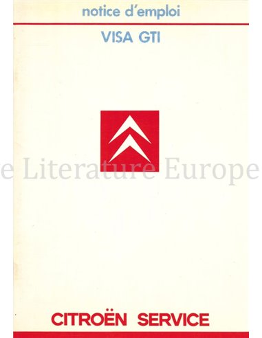 1985 CITROËN VISA GTI OWNERS MANUAL FRENCH