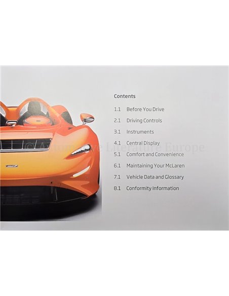 2021 MCLAREN ELVA HARDBACK OWNERS MANUAL ENGLISH