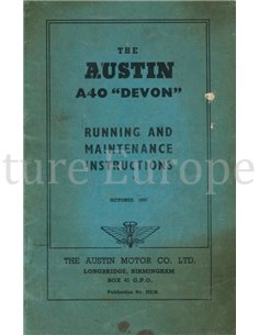 1957 AUSTIN A40 "DEVON"  OWNERS MANUAL ENGLISH