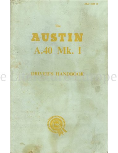 1959 AUSTIN A40 MK. I OWNERS MANUAL ENGLISH