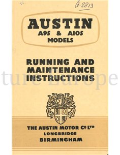 1956 AUSTIN A95 | A105 INSTRUCTIEBOEKJE ENGELS