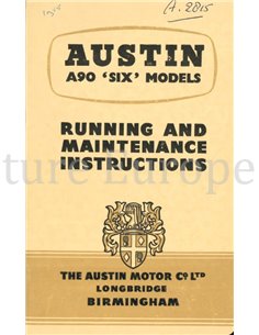 1955 AUSTIN A90 "SIX"  BEDIENUNGSANLEITUNG ENGLISCH