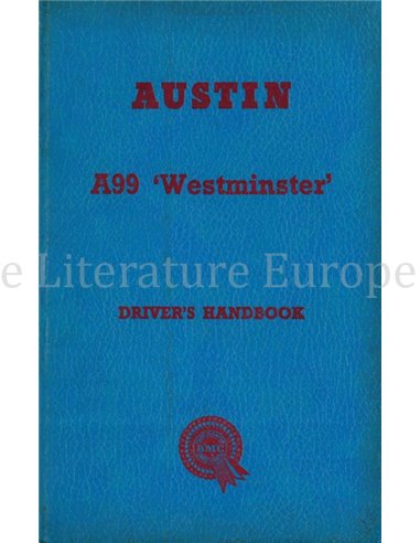1960 AUSTIN A99 "WESTMINSTER" BEDIENUNGSANLEITUNG ENGLISCH