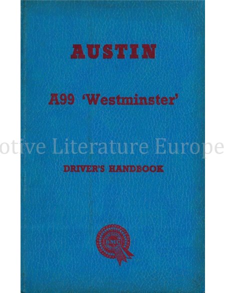 1960 AUSTIN A99 "WESTMINSTER" INSTRUCTIEBOEKJE ENGELS