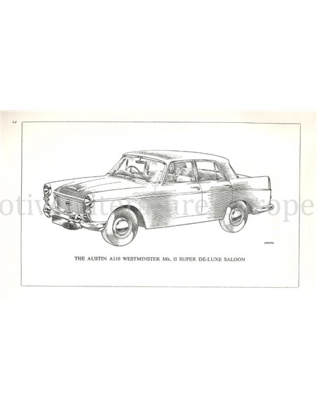 1968 AUSTIN A 110 WESTMINSTER BEDIENUNGSANLEITUNG ENGLISCH