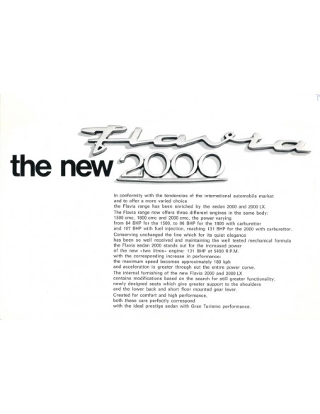 1968 LANCIA FLAVIA 2000 BROCHURE ENGLISH