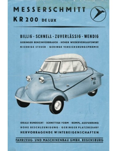 1959 MESSERSCHMITT KR 200 DELUXE LEAFLET DUITS