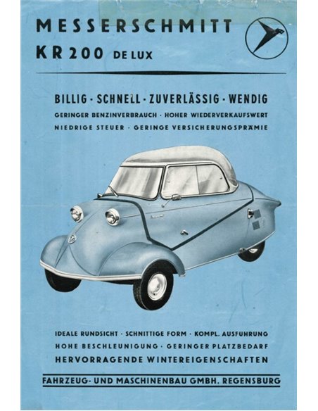 1959 MESSERSCHMITT KR 200 DELUXE LEAFLET DUITS