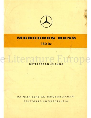 1961 MERCEDES BENZ TYP 180 Dc OWNERS MANUAL GERMAN