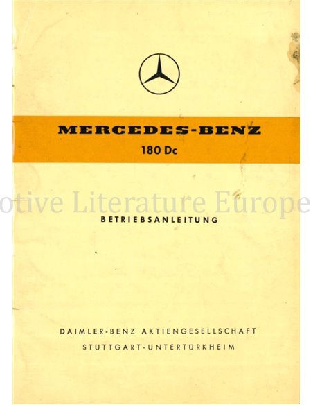 1961 MERCEDES BENZ TYP 180 Dc BETRIEBSANLEITUNG DEUTSCH