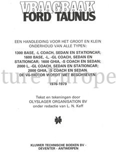 1976 - 1979 FORD TAUNUS 1300 | 1600 | 2000, REPAIR MANUAL DUTCH 2
