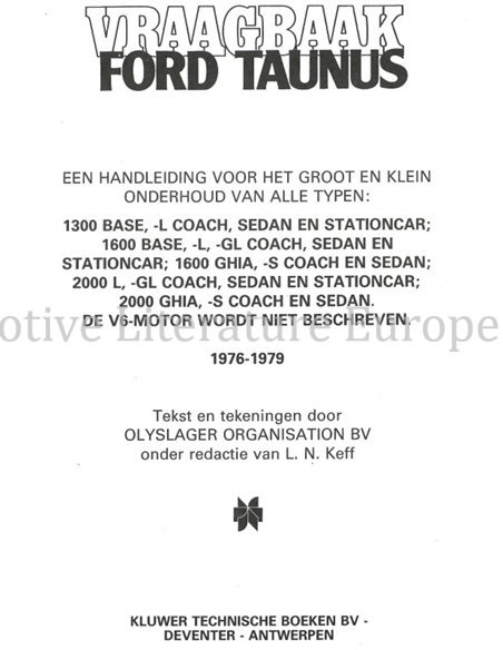1976 - 1979 FORD TAUNUS BENZINE, VRAAGBAAK