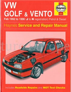 1992 - 1996 VOLKSWAGEN GOLF | VENTO, BENZIN | DIESEL REPARATURANLEITUNG ENGLISCH