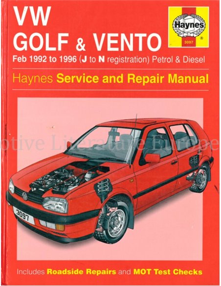1992 - 1996 VOLKSWAGEN GOLF | VENTO, BENZIN | DIESEL REPARATURANLEITUNG ENGLISCH