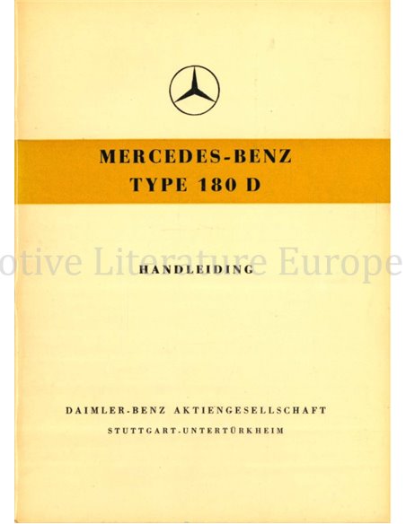 1956 MERCEDES BENZ TYP 180 D BETRIEBSANLEITUNG NIEDERLÄNDISCH