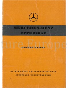 1958 MERCEDES BENZ TYP 220 SE INSTRUCTIEBOEKJE ENGELS