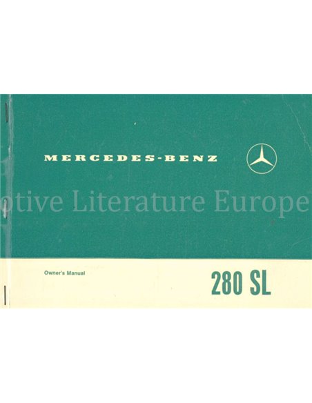 1970 MERCEDES BENZ 280 SL OWNERS MANUAL ENGLISH (USA)